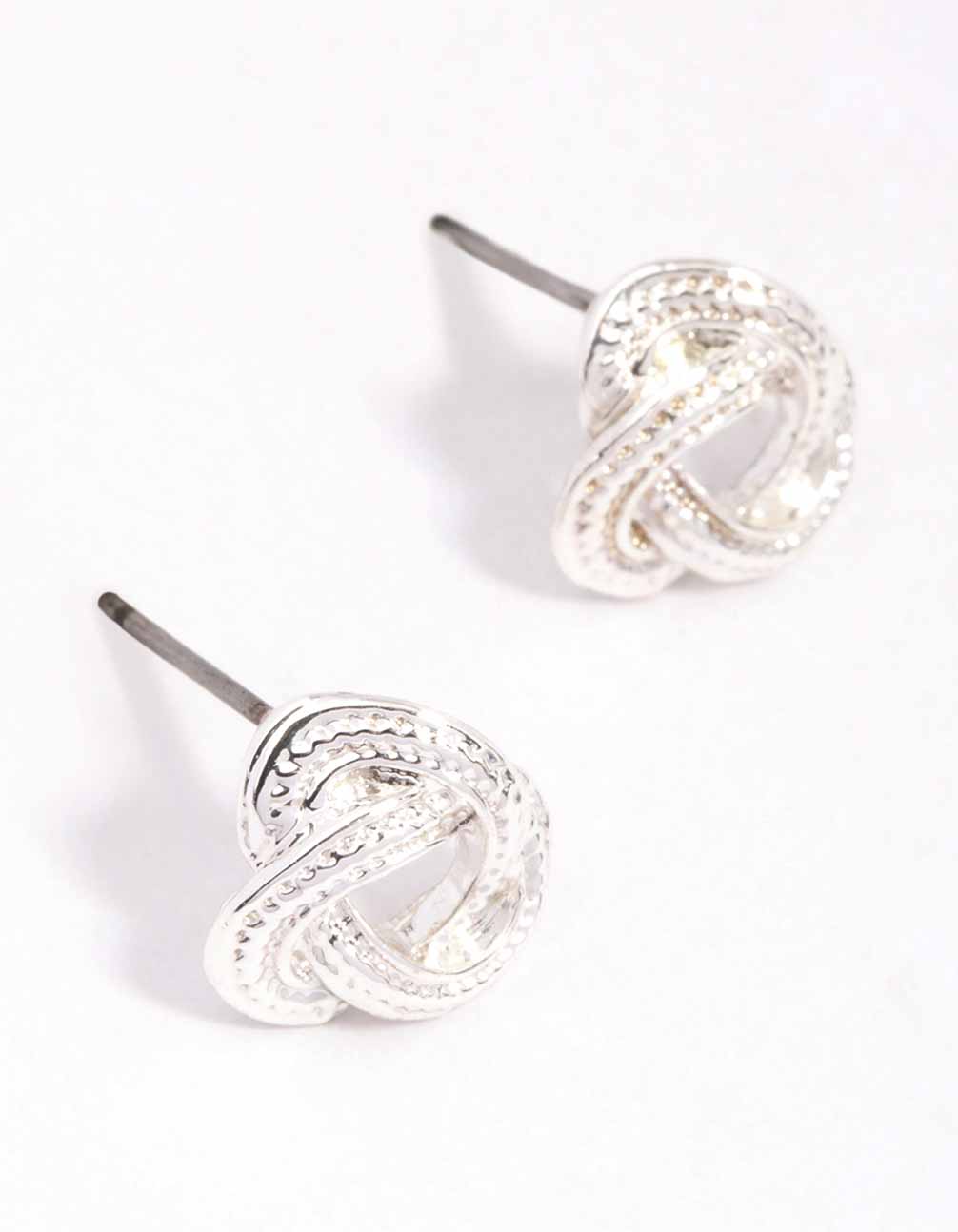 Image of Silver Rope Knotted Stud Earrings