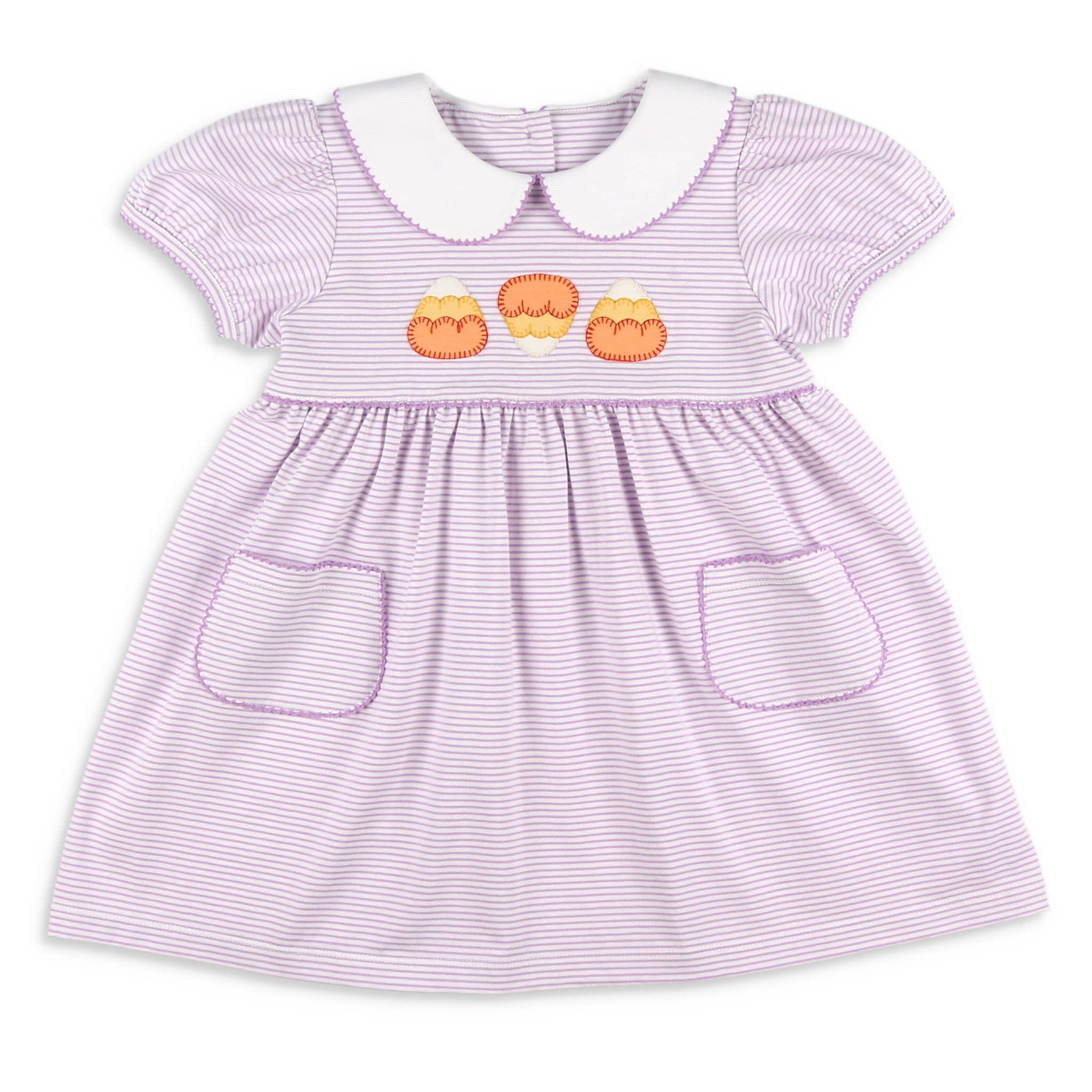 Image of Girls Collar Dress - Candy Corn