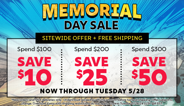 Memorial Day Sale Sitewide Offer + Free Shipping; Spend $100, Save $10; Spend $200, Save $25; Spend $300, Save $50; Now Through Monday 05/28