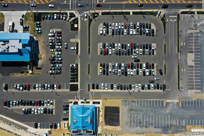  An aerial view of parking lots at New Jersey Long Branch beaches