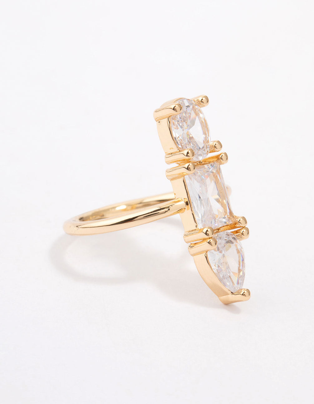 Image of Gold Plated Linear Cubic Zirconia Row Ring