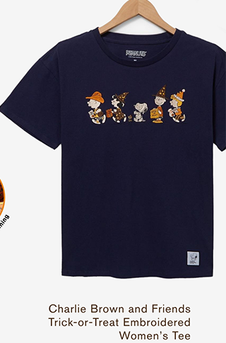 Charlie Brown and Friends Trick-or-Treat Embroidered Women's Tee