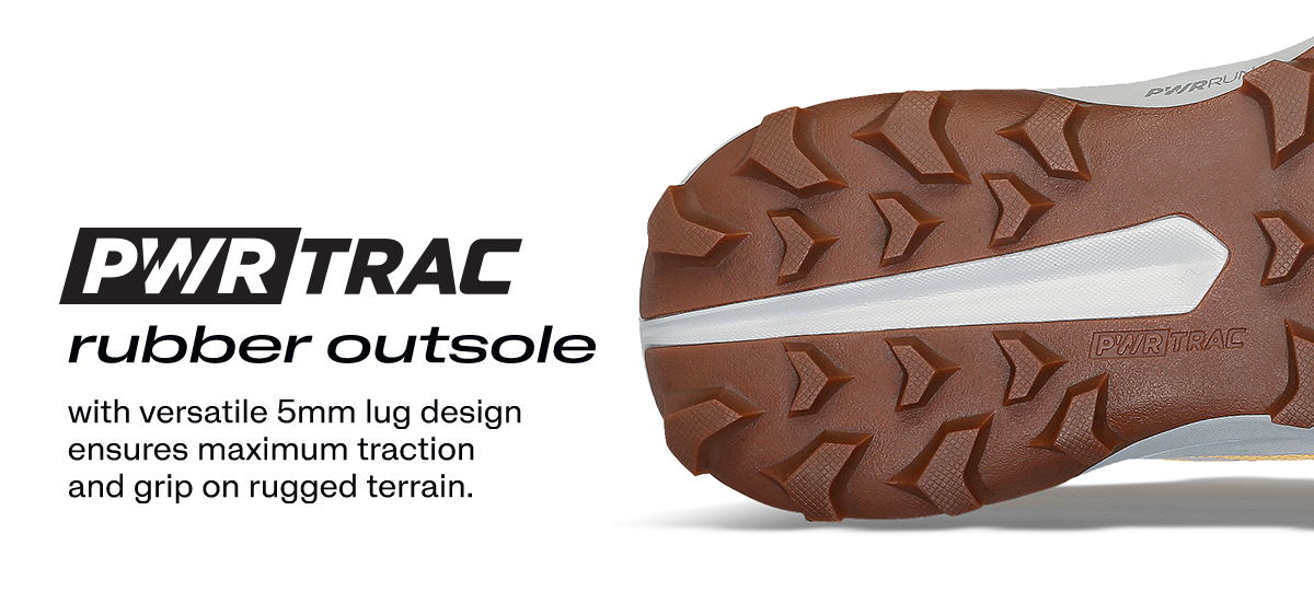 PWRTrac rubber outsole - with versatile 5mm lug design ensures maximum traction and grip on rugged terrain