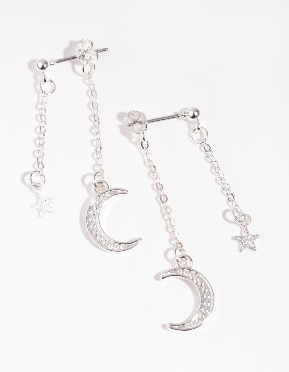 Image of Silver Front Back Moon Earrings