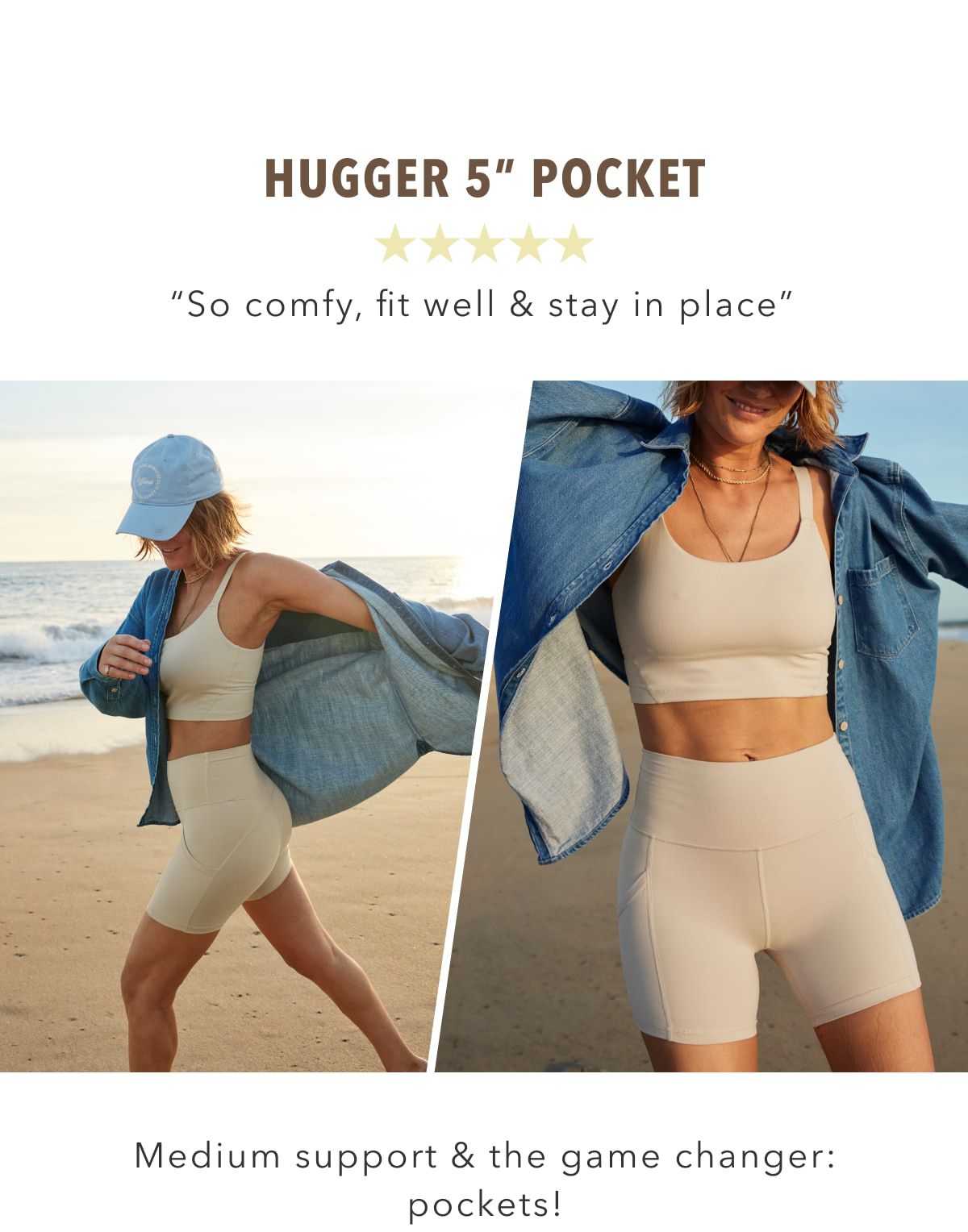 Hugger 5'' Pocket | ''So comfy, fit well & stay in place'' | Medium support & the game changer: pockets!