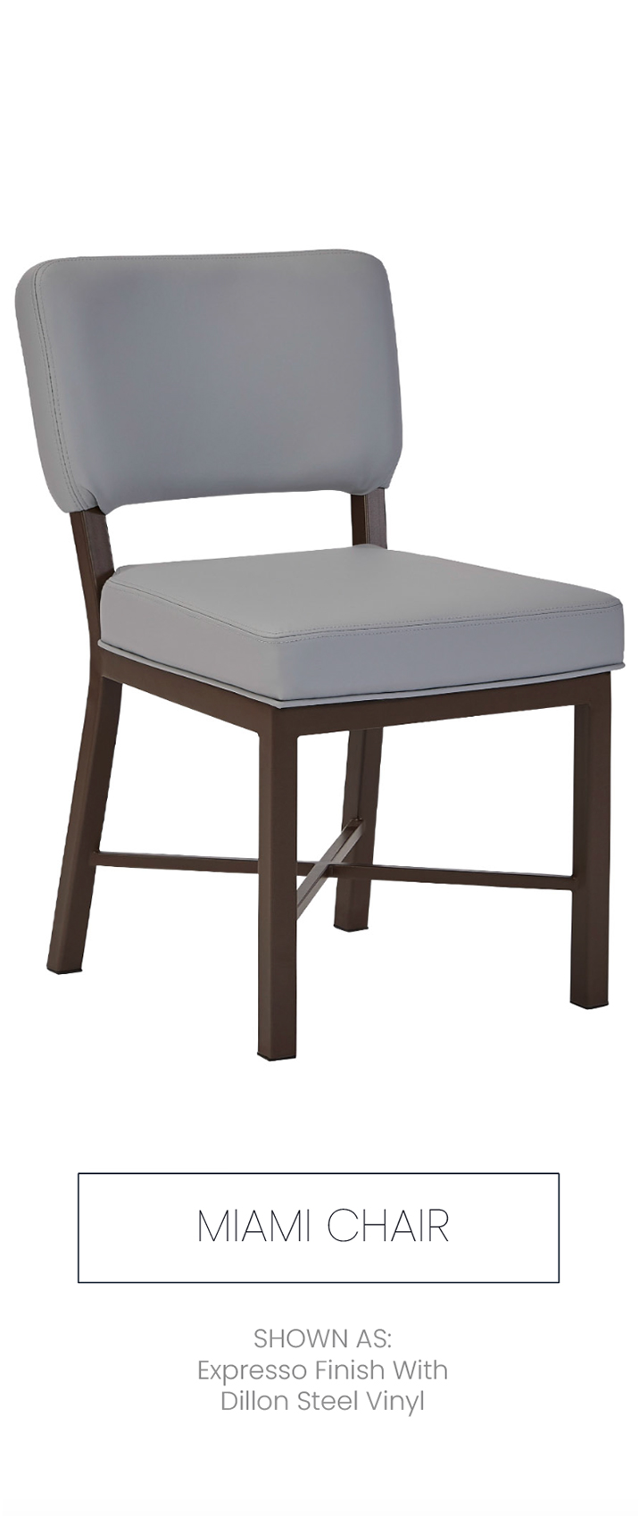 Miami chair shown in Expresso finish with Dillon Steel Vinyl