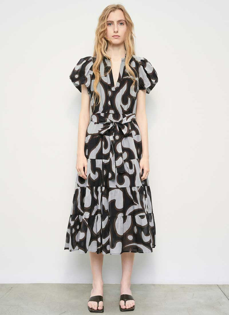 Image of Printed Belted Dress