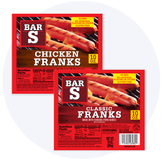 Two 8-pk. Bar S hot dogs