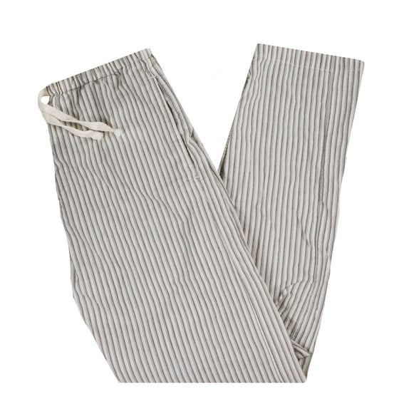 Japanese natural striped linen/cotton drawstring lounge pants