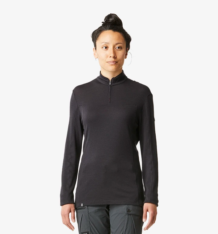 Forclaz Women's Trek 500 Zip Collar Merino Wool Long Sleeve Shirt