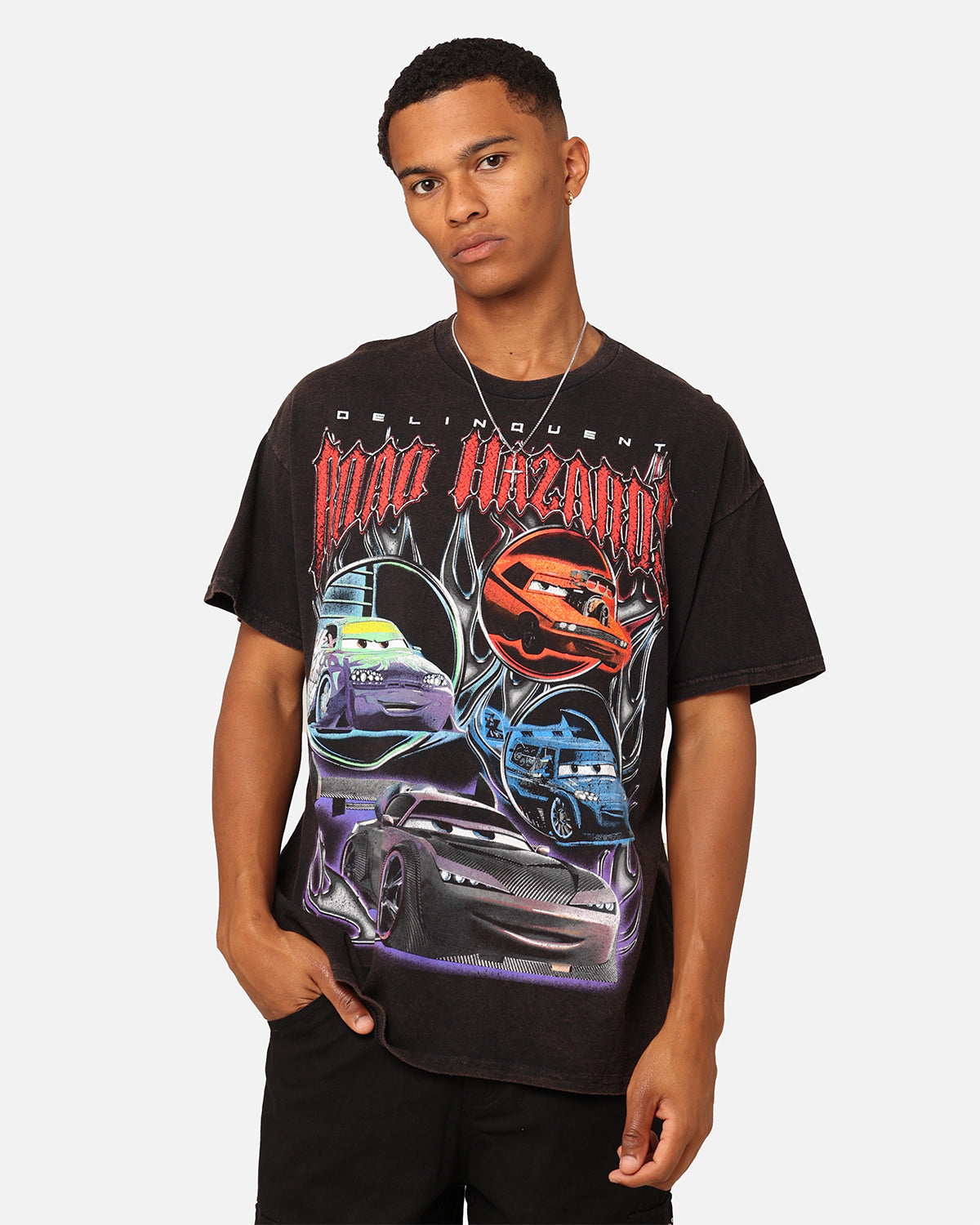 Image of Goat Crew - Pixar Cars Delinquent Road Hazards Vintage T-Shirt Black Wash