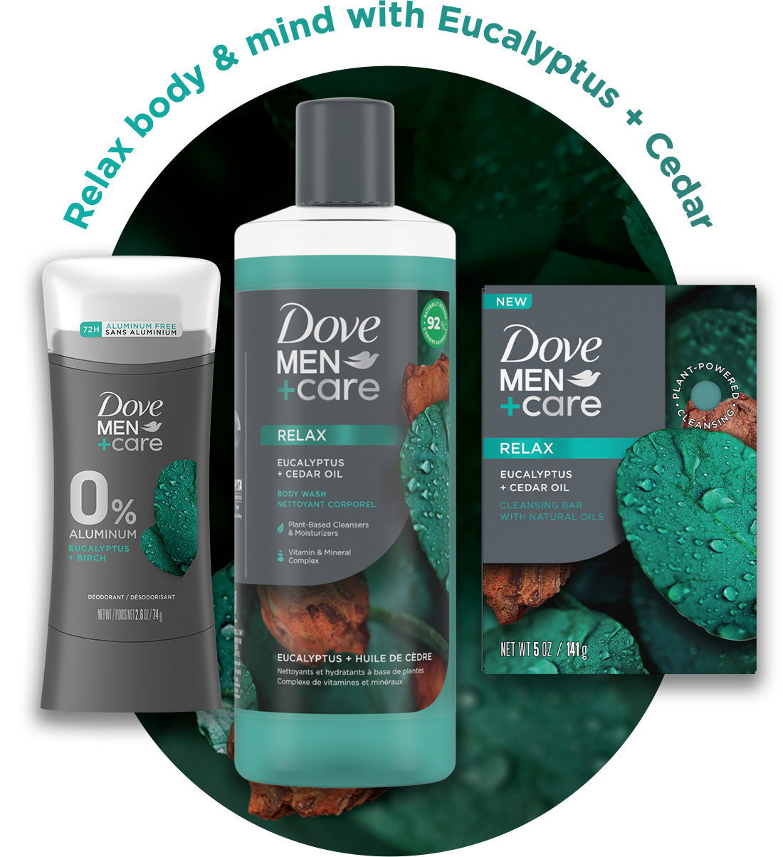 Relax body & mind with Eucalyptus + Cedar | Dove MEN +care