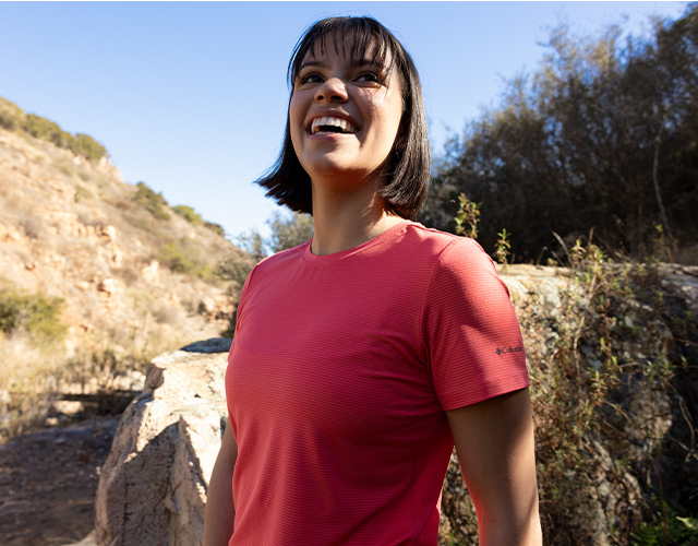 Smiling hiker outside in the sun