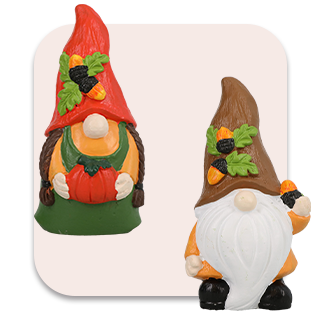 Two 5-in. cement gnome decorations