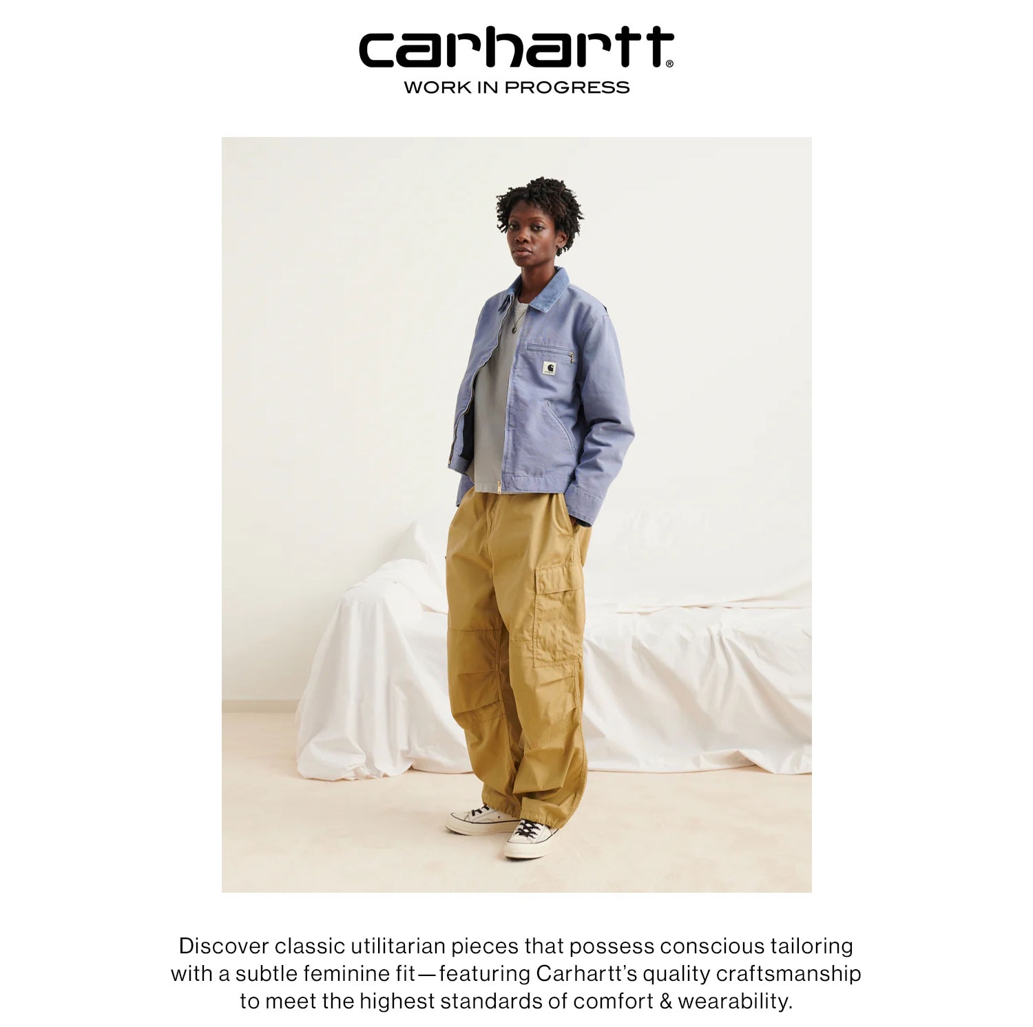 CARHARTT WIP: Discover classic utilitarian pieces that possess conscious tailoring with a subtle feminine fit—featuring Carhartt’s quality craftsmanship to meet the highest standards of comfort & wearability. Shop the New Collection