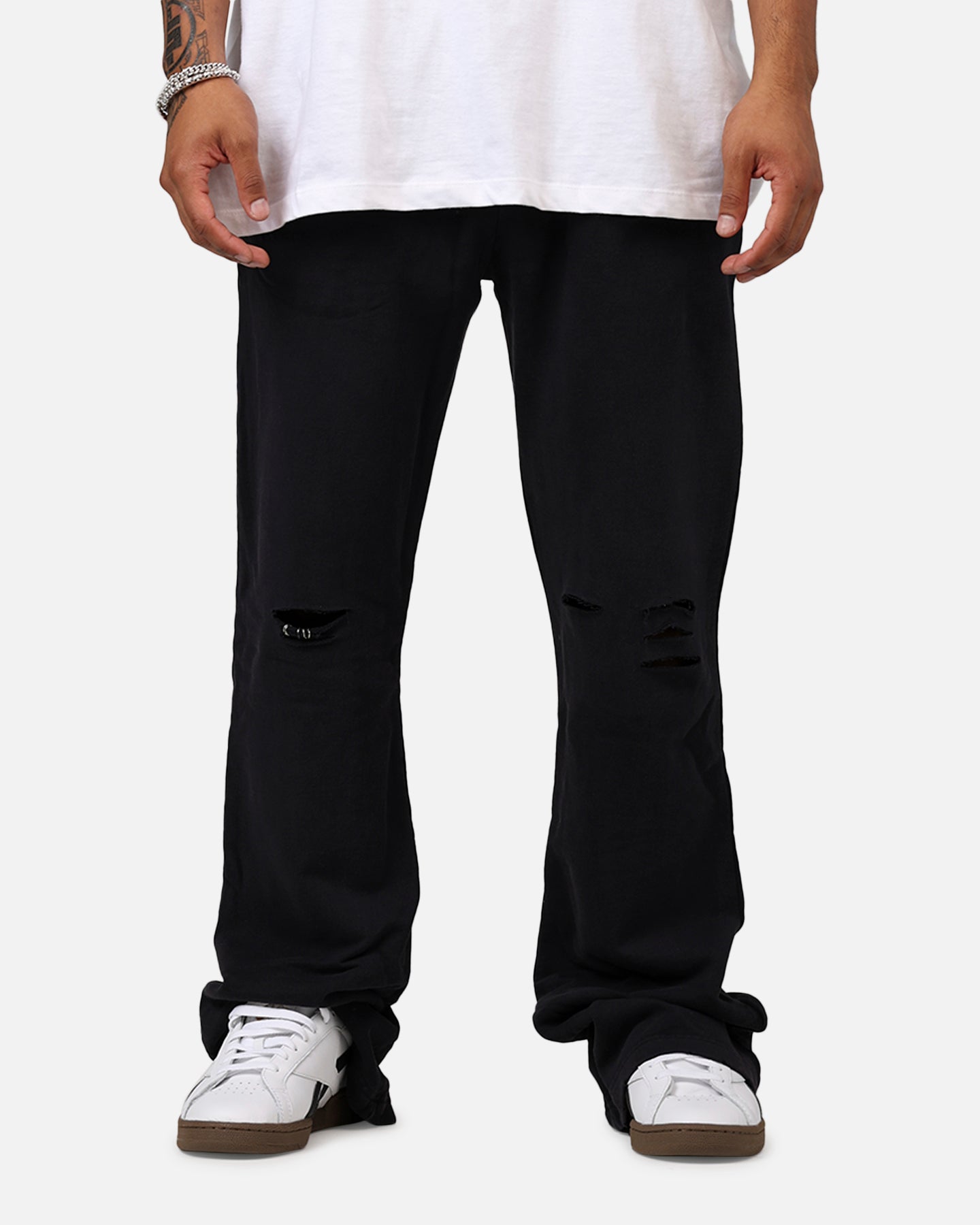 Image of MNML Metal Ring Flared Sweatpants Black