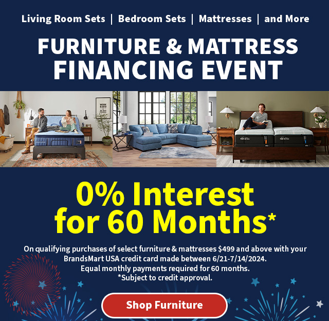 Furniture and Mattress Financing Event. 0% Interest for 60 Months Shor Furniture