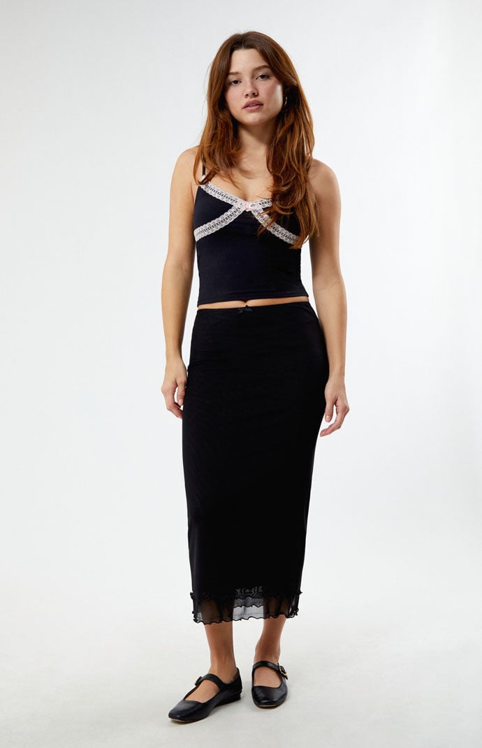 Image: Layered Mesh Midi Skirt