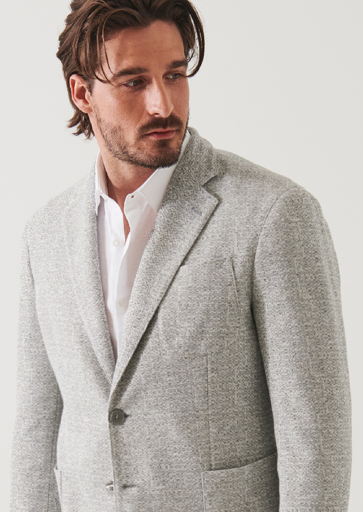 LINEN WOOL BLEND TEXTURED BLAZER