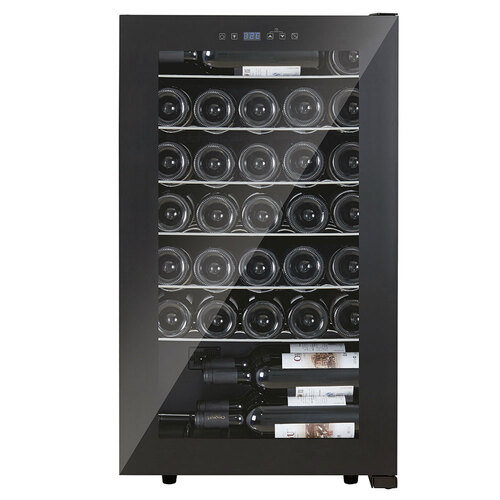 Premium Levella 3.1 CuFt 33 Bottle Single Zone Wine Cooler in Black with Tempered Glass Door