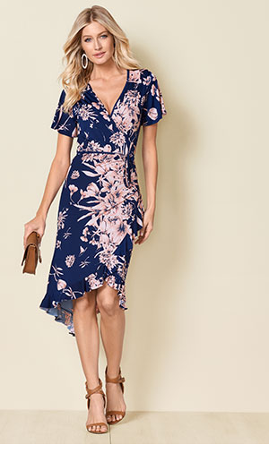 Floral Print Wrap Dress