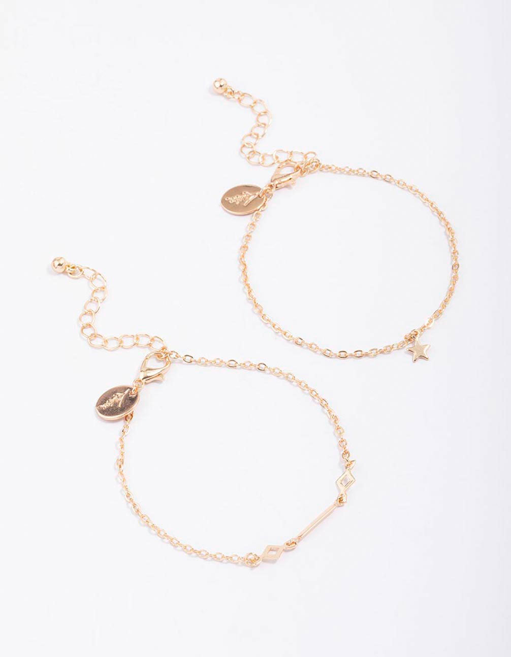 Image of Gold Geometric Chain Star Bracelet Pack