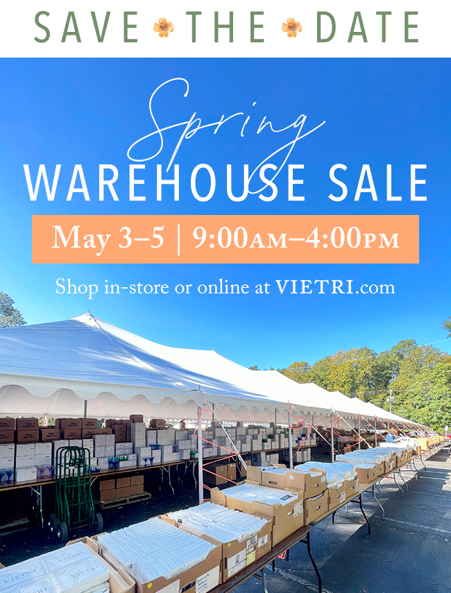 Save the date Spring Warehouse Sale. May 3-5