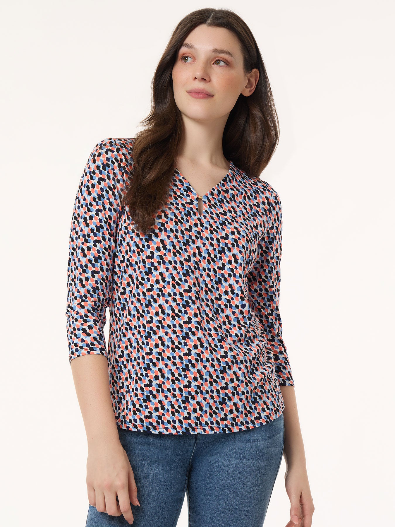 Image of Keyhole Neckline Top, Moss Crepe