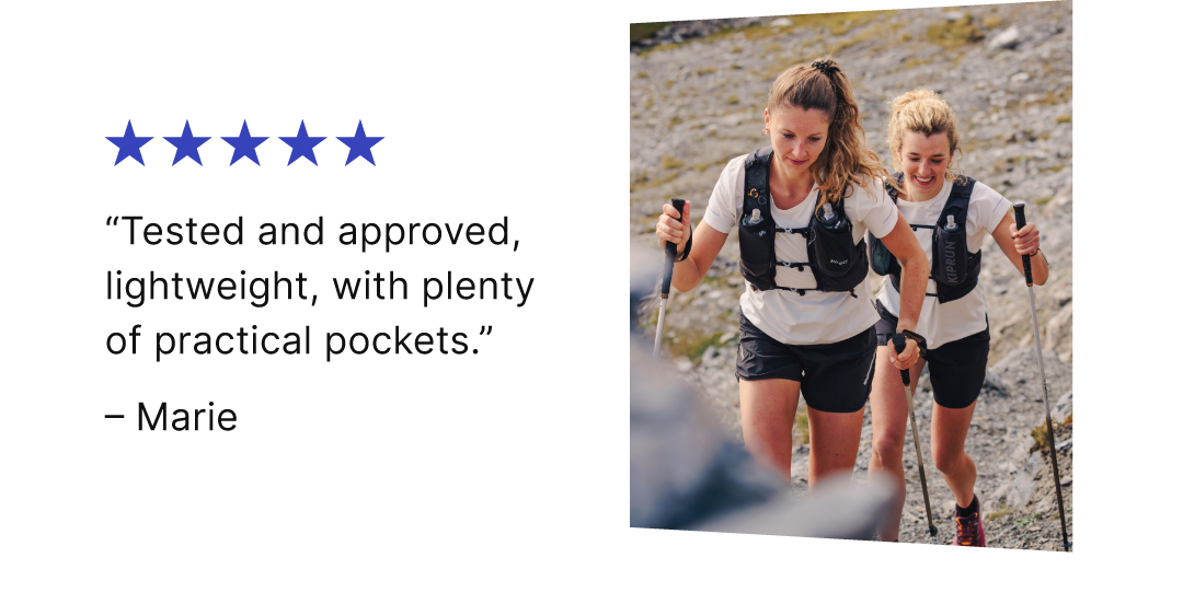 "Tested and approved, lightweight, with plenty of practical pockets." – Marie