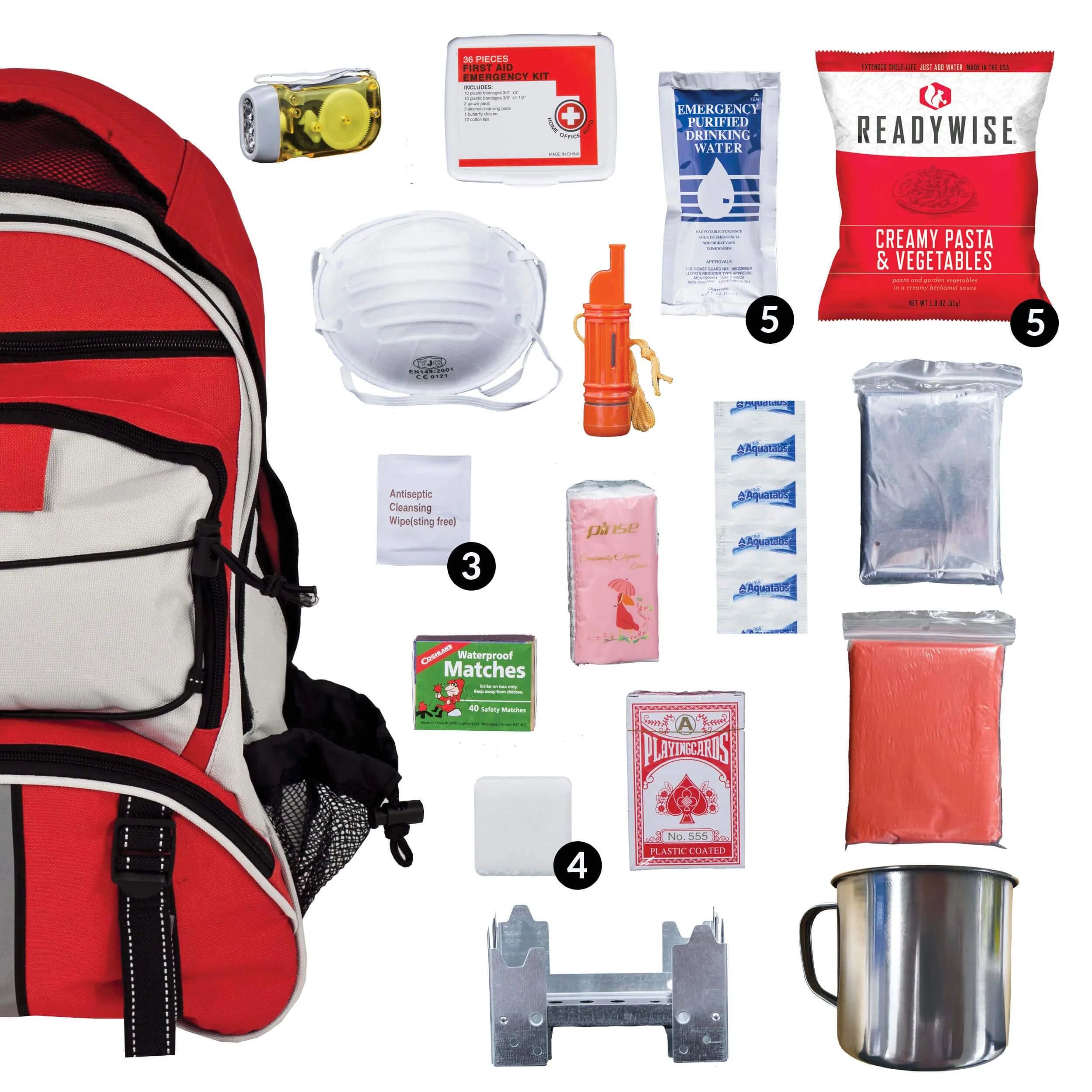 Image of 64 Piece Survival Back Pack (Red)