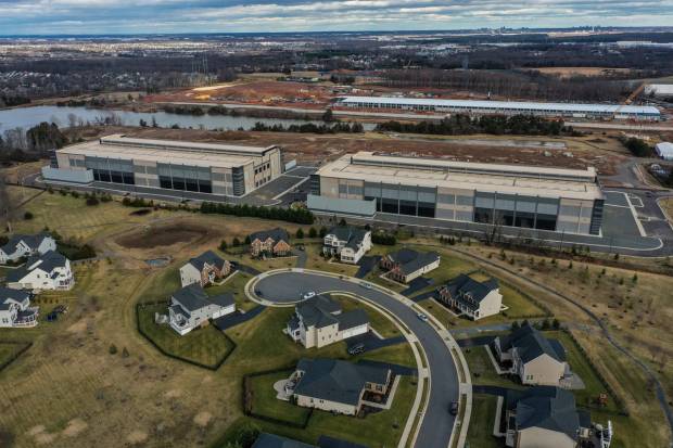 Amazon data centers near houses in the Loudoun Meadows neighborhood