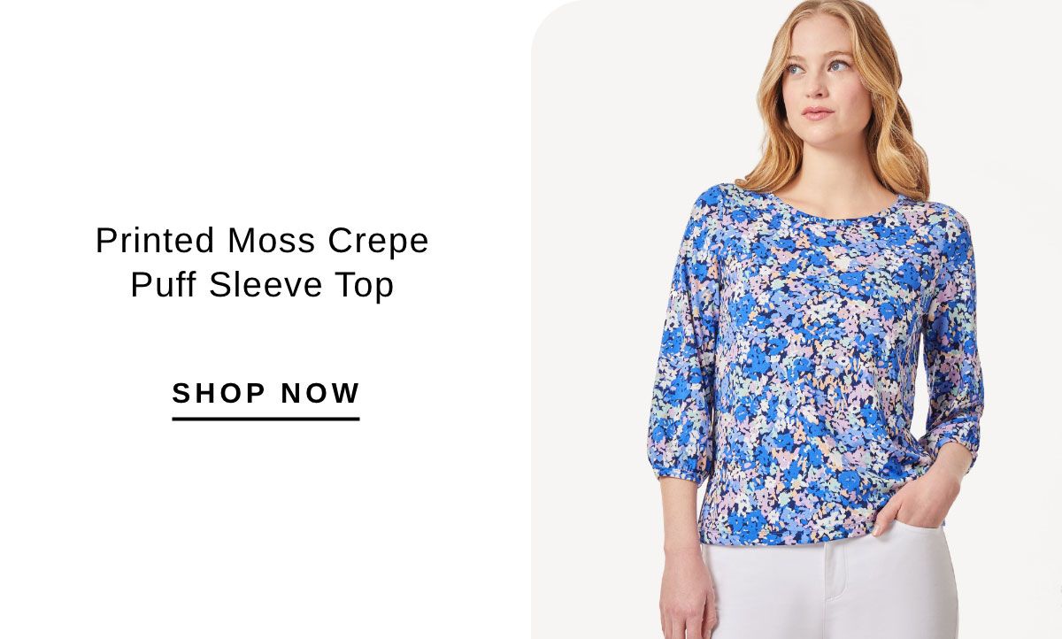 Printed Moss Crepe Puff Sleeve Top | SHOP NOW