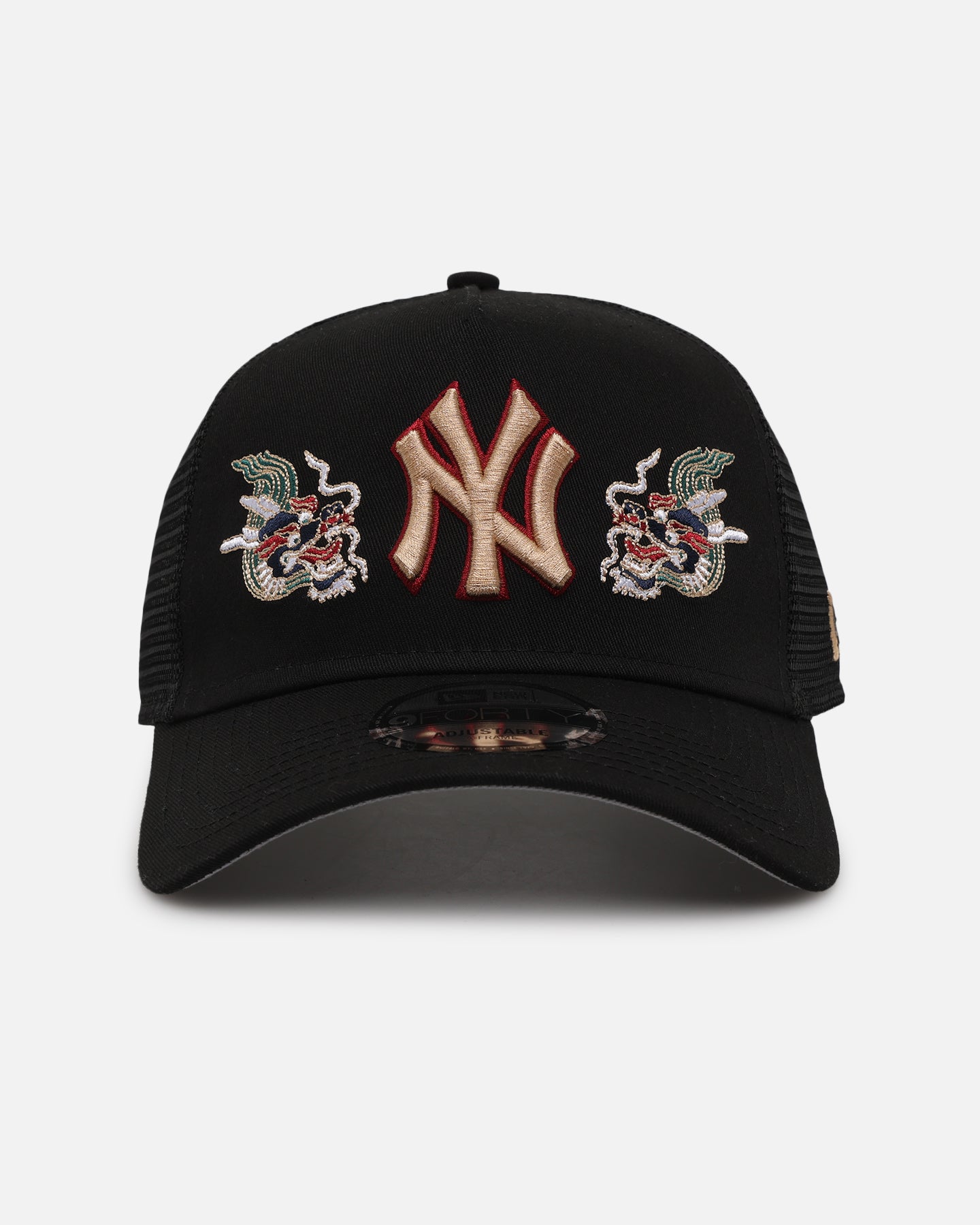 Image of New Era New York Yankees 'Dragon Collection 2.0' 9FORTY A-Frame Trucker Snapback Black