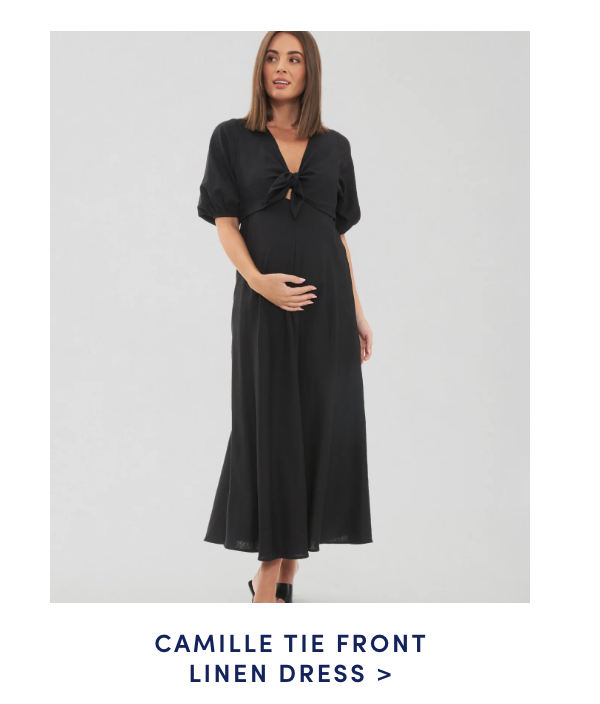 Camille Tie Front Linen Maternity Dress