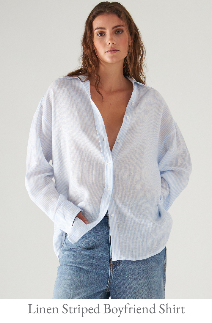 LINEN STRIPED BOYFRIEND SHIRT