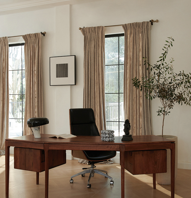 Ivy Linen Look Heavyweight Herringbone Textured Custom Curtain