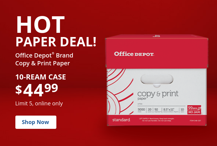 10-ream case $44.99 Office Depot® Brand Copy & Print Paper