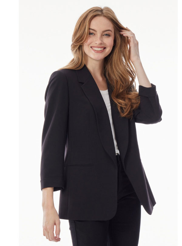 Notch Collar Rolled Cuff Bi-Stretch Blazer