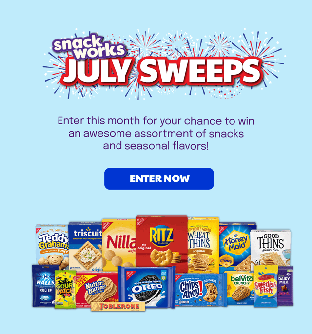 snackworks JULY SWEEPS - Enter this month for your chance to win an awesome assortment of snacks and seasonal flavors! - ENTER NOW