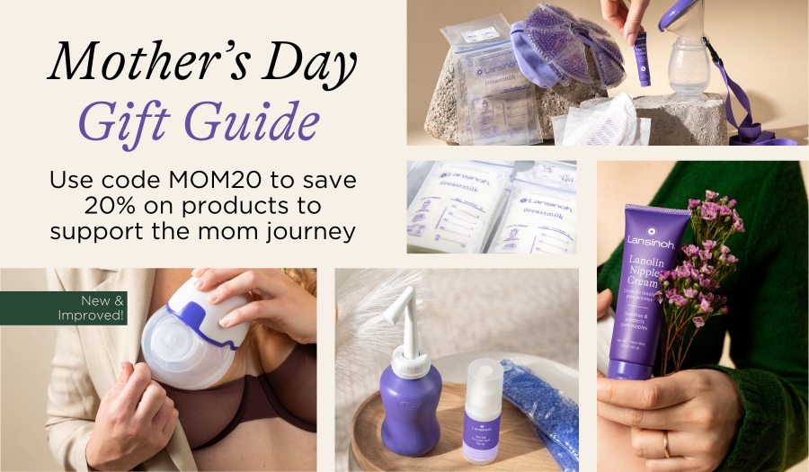 Mother's day gift guide including images for Milk Storage Bags, Breast Therapy Packs, Organic Nipple Balm, Milk Storage Bags, Wash bottle, Herbal Spray, Hot & Cold Pads, Compact Wearable Pump, Lanolin Nipple Cream