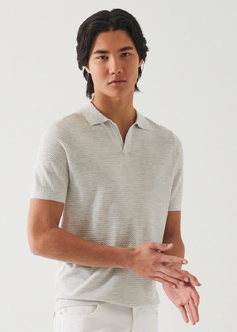 PIMA COTTON STRETCH TIPPED OPEN POLO