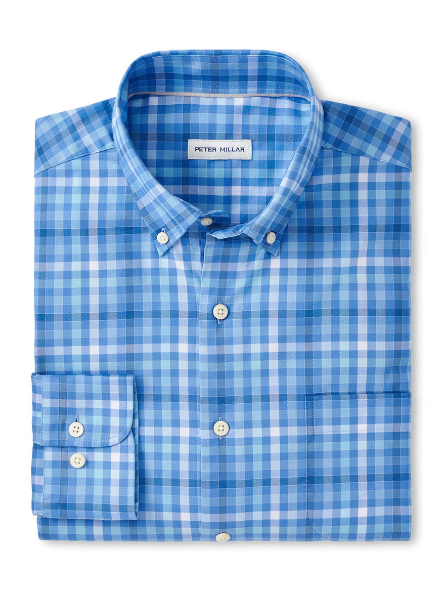 Image of Peter Millar Freeport Crown Lite Cotton-Stretch Sport Shirt in Maritime