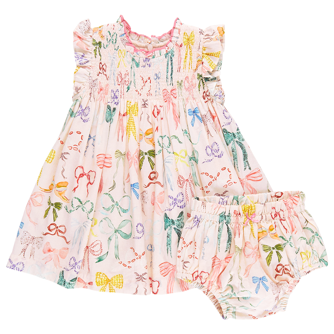 Image of Baby Girls Stevie Dress Set - Watercolor Bows