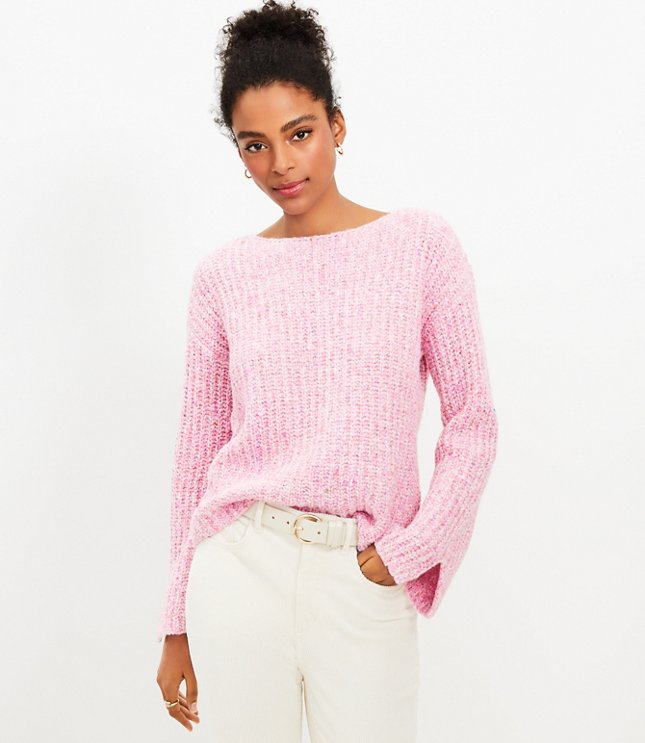 Textured Wide Sleeve Boatneck Sweater