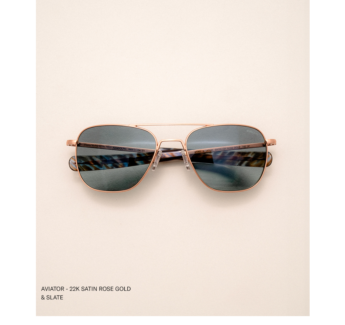 AVIATOR - 22K SATIN ROSE GOLD & SLATE