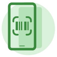 Green phone icon with a barcode on it