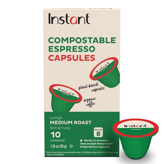 Instant® Compostable Espresso Capsules, Lungo Medium Roast, 10 capsules