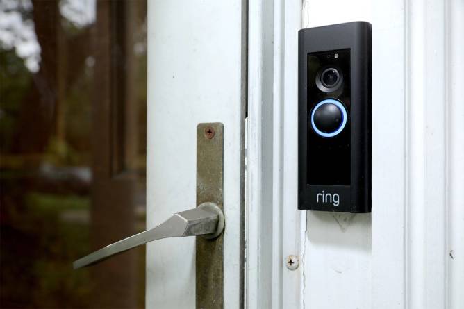 Ring doorbell on front door.