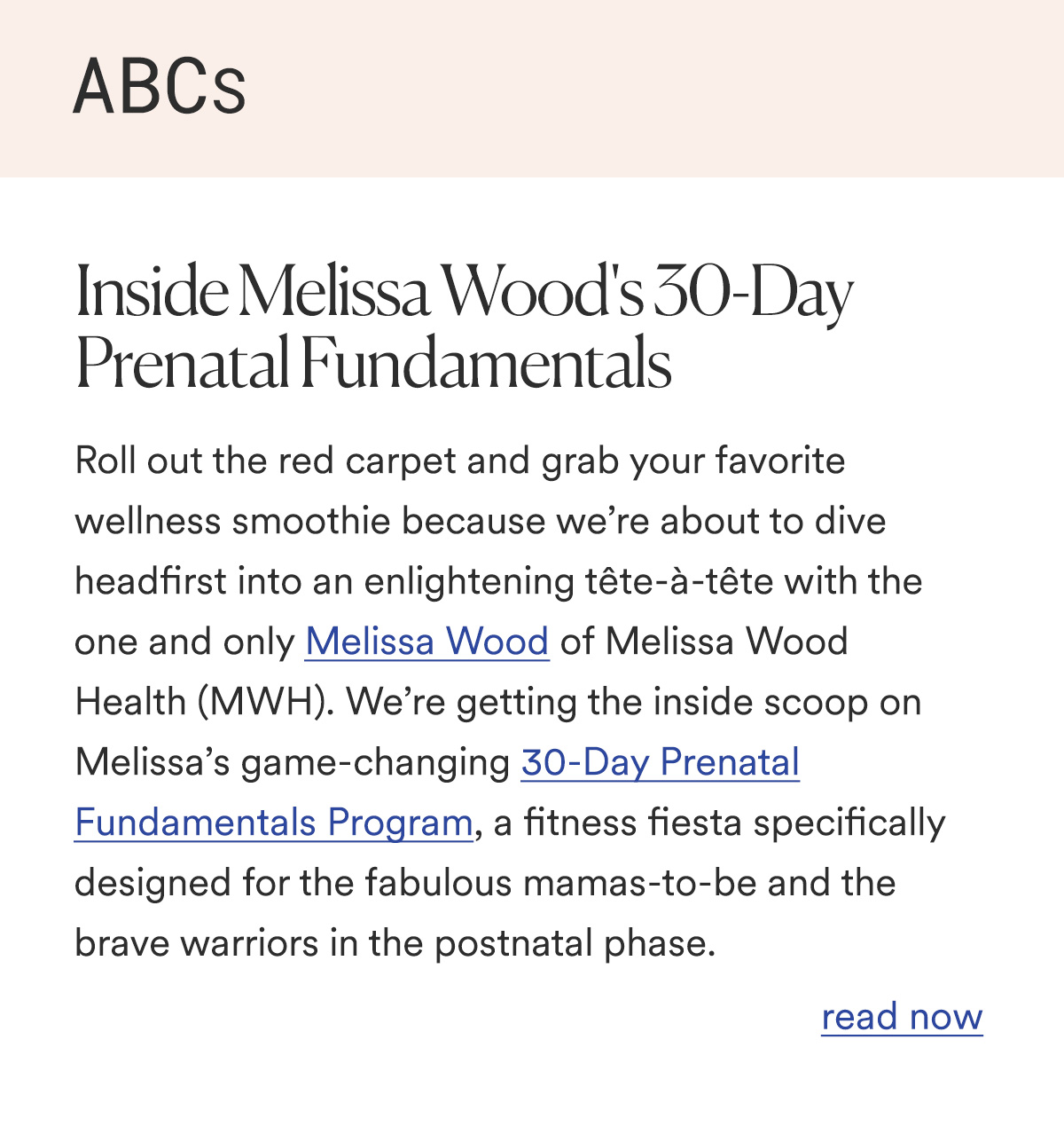 ABC's Inside Melissa Wood's 30-Day Prenatal Fundamentals