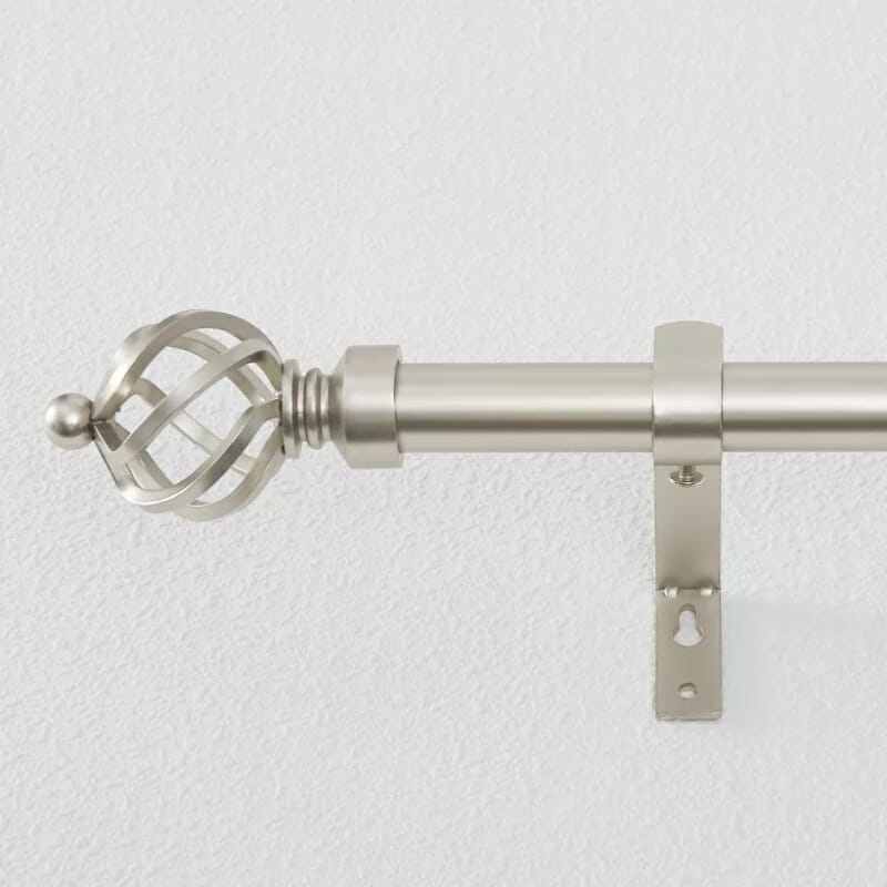 1 Inch Adjustable Curtain Rod with Birdcage Finials, Length: 28-144 Inch